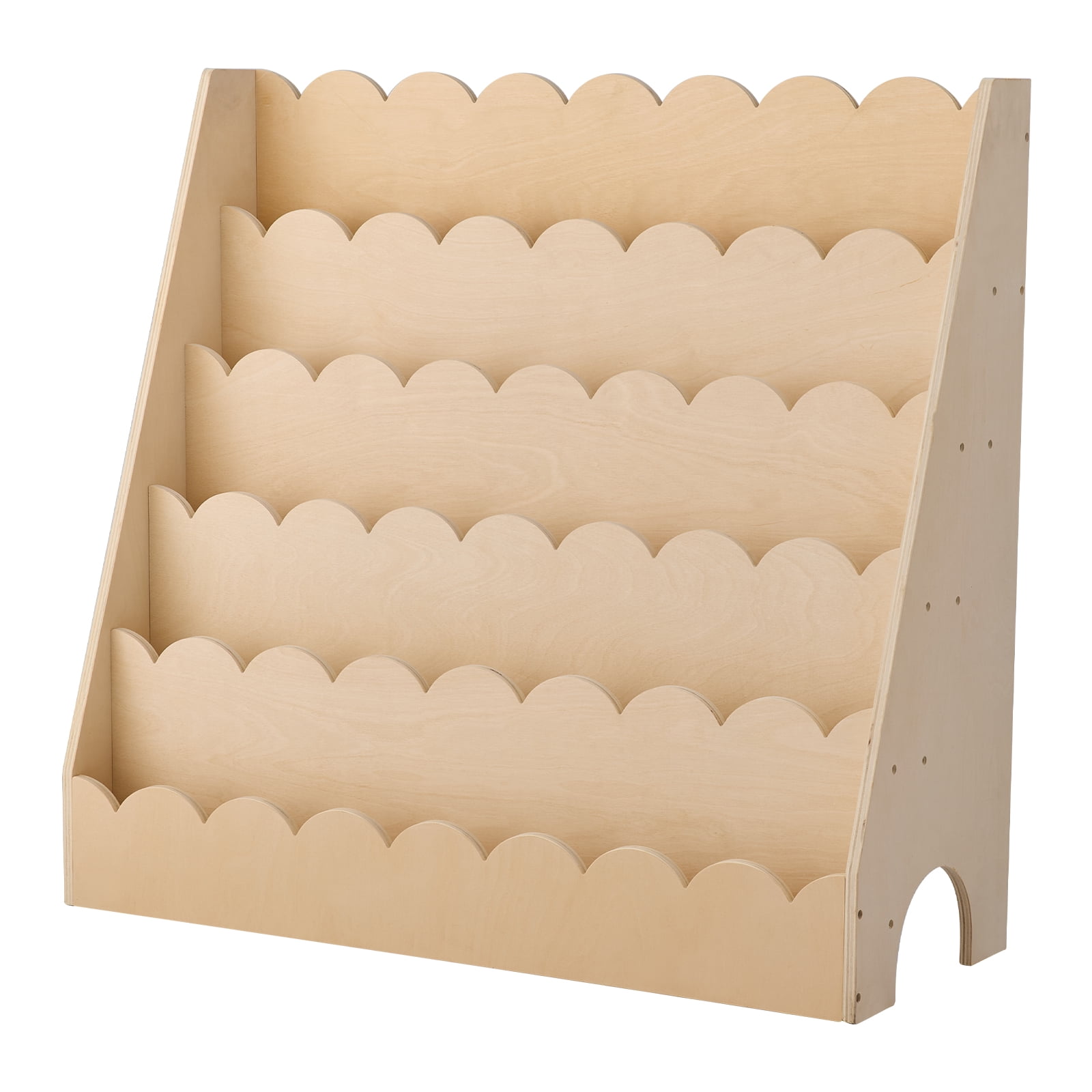 KFFKFF 5-Tier Kids Bookshelf, Wooden Toddler Bookcase with Scalloped Design, Ideal for Kids' Rooms, Living Rooms, Entryways, Nurseries
