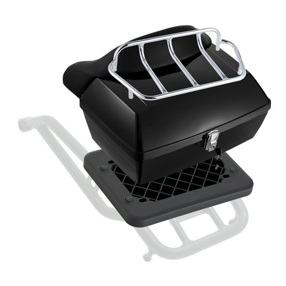 KFFKFF Motorbike Rear Case, Universally Compatible Robust PP Constructed Bike Trunk with Reflective Detail, 48L Water-Resistant Removable Motorbike Rear Case with Multiple-Hole Base