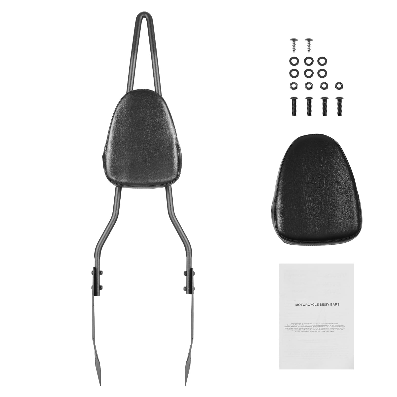 KUAFU Detachable Motorcycle Backrest Sissy Bar – Compatible With 2006-up Harley Dyna (Excluding Fat Bob & Wide Glide), Black Steel & Synthetic Leather
