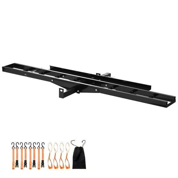 KFFKFF Motorcycle Carrier, 500 lbs Capacity, Durable Steel Hitch Mount Rack with 47in Ramp, Ratchet Straps & Stabilizer, Scooter Dirt Bike Transport Rack for Vehicles with 2-Inch Hitch Receiver