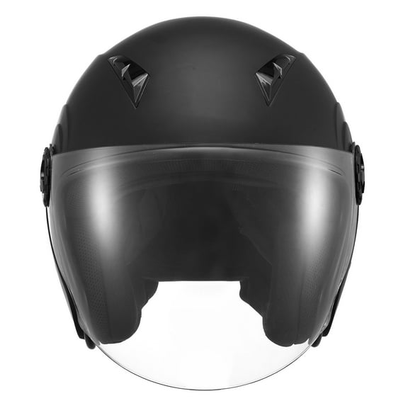 KFFKFF Motorcycle Helmet, 3/4 Open Face Design, Adult Dirt Bike Helmet with Clear Shield, Comfortable Street Racing Gear with Removable Liner for Men & Women, DOT Certified, (Matte Black, M)