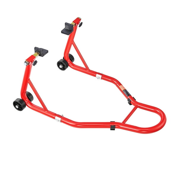 KFFKFF Motorcycle Rear Wheel Stand, 850 lbs Capacity, Durable Rear Wheel Stand with U and L Fork Swingarm Spool, Adjustable Lift Jack Stand for Various Motorcycle Models, Red