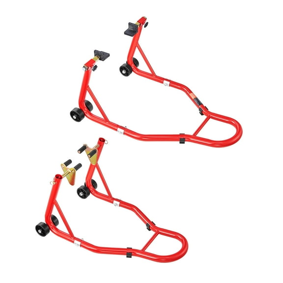 KFFKFF Motorcycle Stand Lift, 850lbs Capacity Front and Rear Combo Stand, Front Wheel Dual-Fork Design, Rear U+L Fork Swingarm Spool Stand, Compatible with Various Yamaha, Honda, Kawasaki