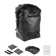 KFFKFF Motorcycle Tail Bag, 30L Rear Seat Bag with Waterproof Cover, Outdoor Motorbike Luggage Storage Backpack with Shoulder Straps, Universal Fit for Rear Racks, Black