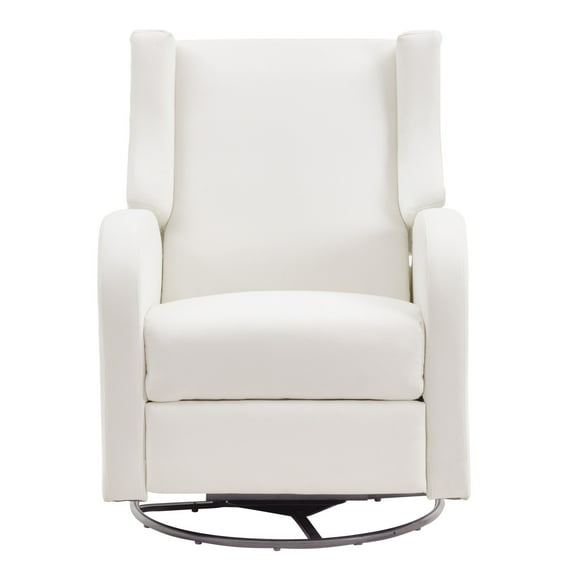 KFFKFF Motorized Reclining and Rotating Armchair, Supports up to 250 lbs, Rotating Reclining Chair with USB Connection, Polyester Finish Rotating Relaxation Chair for Lounge, Bedroom, in Off White