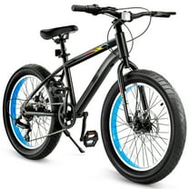 KFFKFF Mountain Bicycle, 20-inch MTB with 7 Gears SHIMANO Twist Gear Change, Cozy Seat, Double Disc Brakes, Robust Carbon Steel Structure, Wide Tire Sport Cycle for Trail Snow