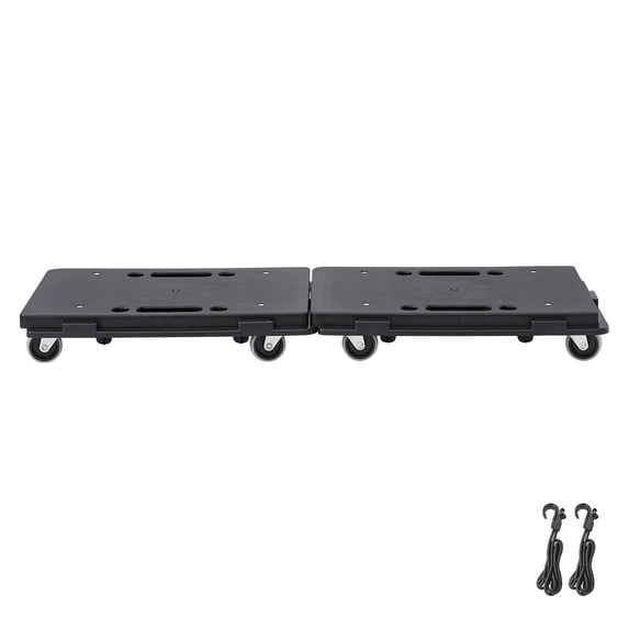 KFFKFF Movable Furniture Roller, Each Unit Supports 500 lbs, Equipped with Wheels, Compact 4-Wheeled Heavy-Duty Transporter, Interlocking Flat Cart for Bulky Furniture, Set of 2, Black