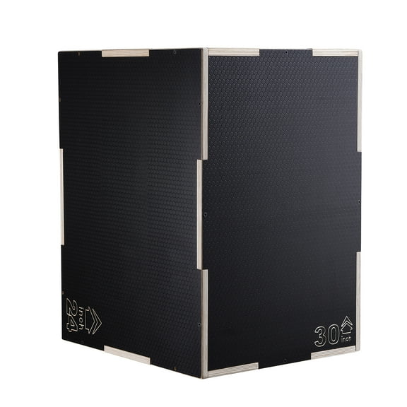 KFFKFF Multi-Functional Plyo Jump Box, 30*24*20" Wooden, Anti-Slip Surface, for Home Gym, Conditioning, and Strength Workouts, Black