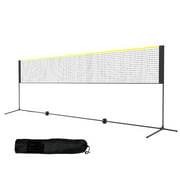 KFFKFF Multi-Sport Net Set, Adjustable Height for Badminton, 17ft Width, Foldable and Portable Design with Poles, Base, and Travel Bag, Ideal for Family Fun