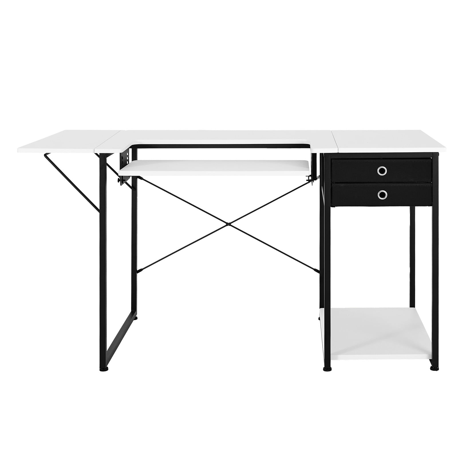 KFFKFF Multipurpose Sewing Machine Table with Drawers, Foldable Side Shelf, Adjustable Storage, Steel Frame, Versatile Desk for Home, Studio, or Educational Use
