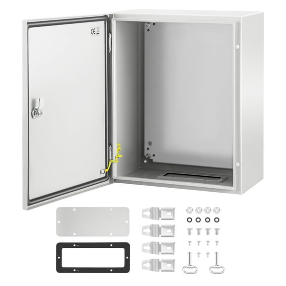 KFFKFF NEMA Metal Housing, 20 x 16 x 10'' NEMA 4X Metal Electric Casing, IP66 Resistant to Water & Dust, External/Internal Electric Connection Box, Including Mounting Panel