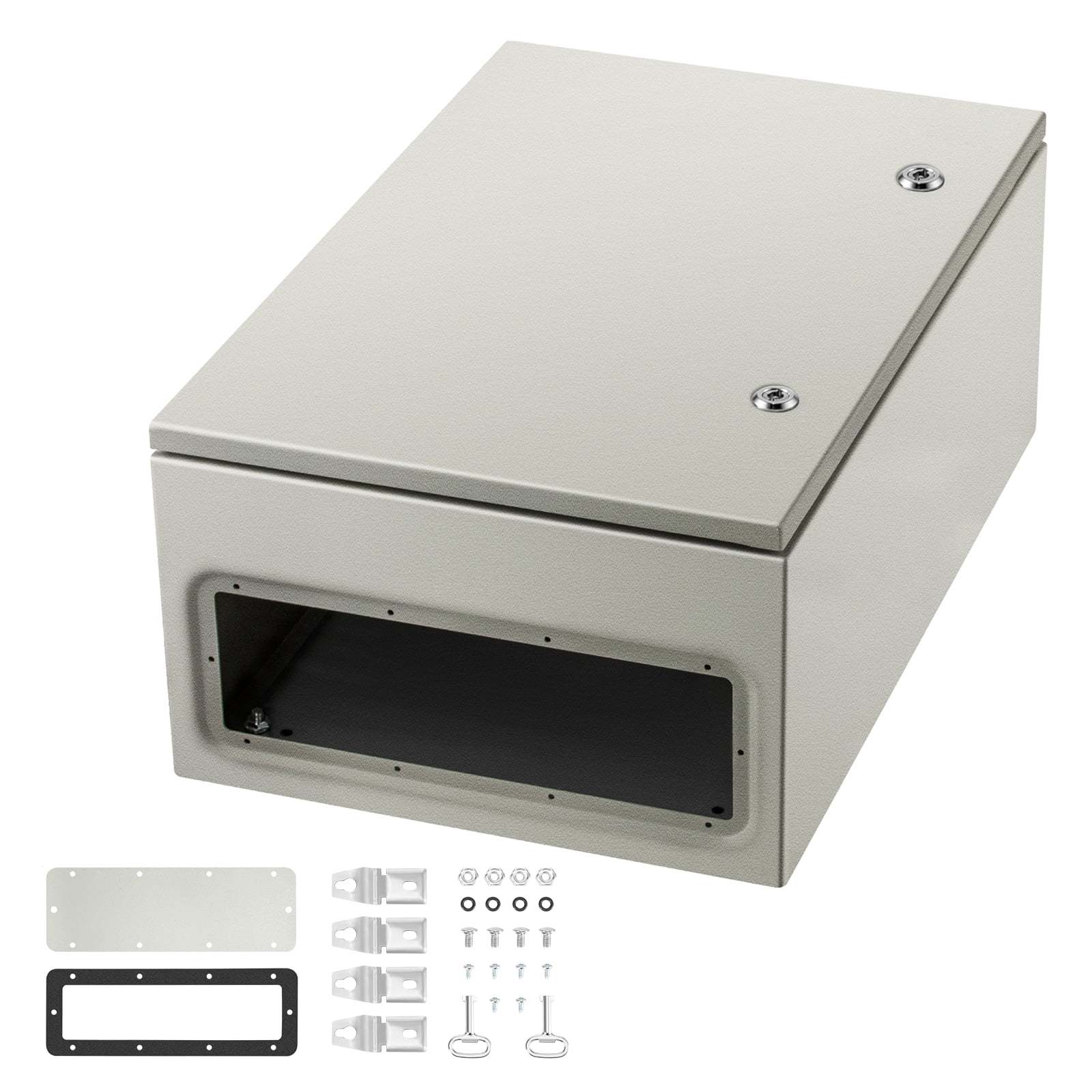 KFFKFF NEMA-Standard Steel Casing, 24 x 16 x 10'' NEMA 4X Steel Electric Container, IP66 Water-Resistant & Dust-Free, External/Internal Electric Connection Box, Includes Fixing Panel