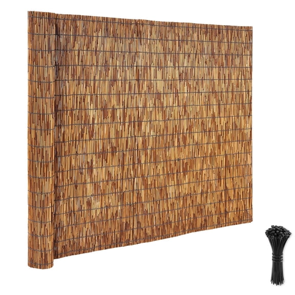 KFFKFF Natural Reed Fence Roll, 4 ft x 16.4 ft, Decorative Privacy Screen for Outdoor Spaces, Ideal for Balcony, Patio, Garden, or Backyard Divider, Brown