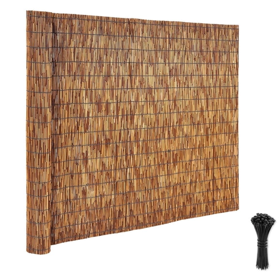 KFFKFF Natural Reed Fence Roll, 4 ft x 16.4 ft, Decorative Privacy Screen for Outdoor Spaces, for Balcony, Patio, Garden, Backyard Divider, Brown