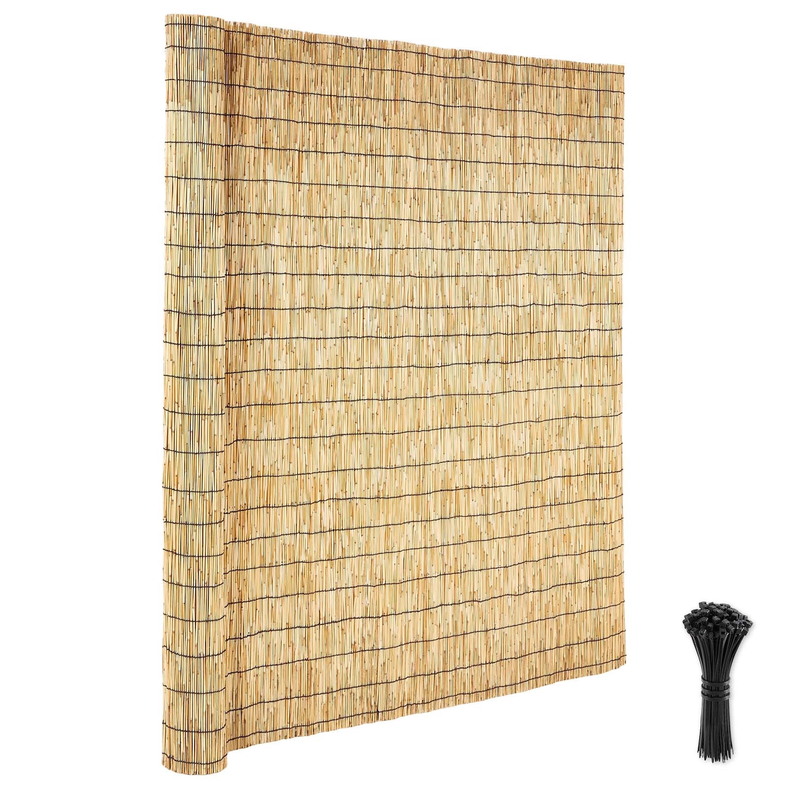 Fancy Reeds KFFKFF Natural Reed Fence Roll, 5.58 x 16.4 ft, Decorative Reed Panel ...