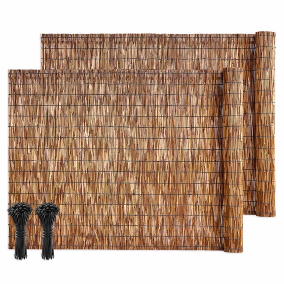 KFFKFF Natural Reed Fencing, 4 ft x 16.4 ft, 2 Pack Decorative Reed Fence Rolls, Privacy Screen Panels for Balcony, Patio, Garden, and Outdoor Spaces, Brown