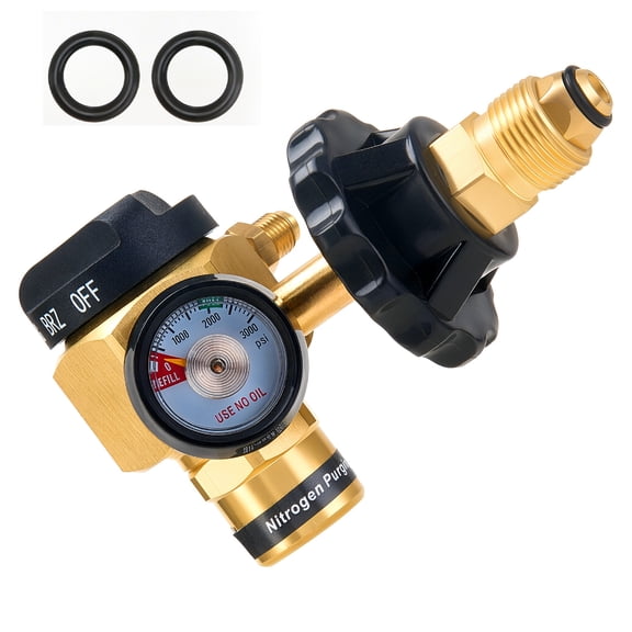 KFFKFF Nitrogen Purging Regulator with 650PSI Test Pressure, 4-Position Flow Control (TST/PRG/BRZ/OFF) for Brazing, Pipeline Purging, Leak Detection & Pressure Testing
