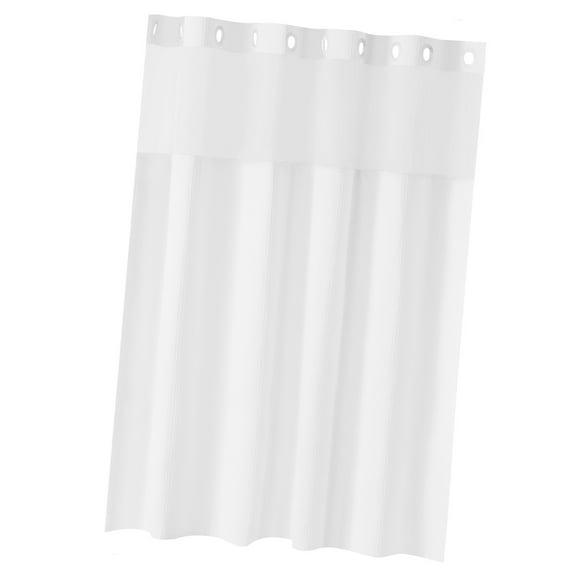 KFFKFF No-Hook Shower Curtain, 2-in-1 Waterproof Waffle Weave Design with Snap-In Liner, Transparent Window, and Magnetic Hem, Suitable for Bathrooms and Bathtubs, 74x71 in (White)