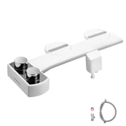 KFFKFF Non-Electric Toilet Bidet Attachment, Dual Nozzles with Adjustable Water Pressure, Easy-to-Install Cold Water Sprayer for Rear and Feminine Hygiene, White