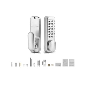 KFFKFF Non-Electronic Keyless Entry Door Secure, 14 Key Non-Digital Door Secure, Non-Electronic Keypad Door Handle, One-Sided Stainless Steel Water-Resistant Keyless Entry