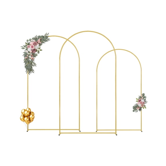 KFFKFF Nuptial Canopy Frame, Trio Pack, Robust Metallic Structure with Casing Joint & Base Beam Blueprint, Simple to Construct Golden Frame with Superior Metal, Suitable for Birthdays, Festivities