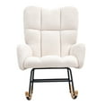 thumbnail image 1 of KFFKFF Nursery Rocker Chair, Glide Rocker with Cushioned Seat and Tall Back Support, 250 lbs Load Limit Teddy Fabric, Padded Glide Rocking Chair for Nursery, Bedroom, Living Room, Creamy White, 1 of 9