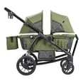 thumbnail image 1 of KFFKFF Off-Road Wagon-Stroller Hybrid, Dual-Seating, Easily Foldable for Travel, Comes with Shade Cover, Storage for Essentials, Beverage & Snack Tray, 55lbs Capacity per Seat, in Olive Green, 1 of 9