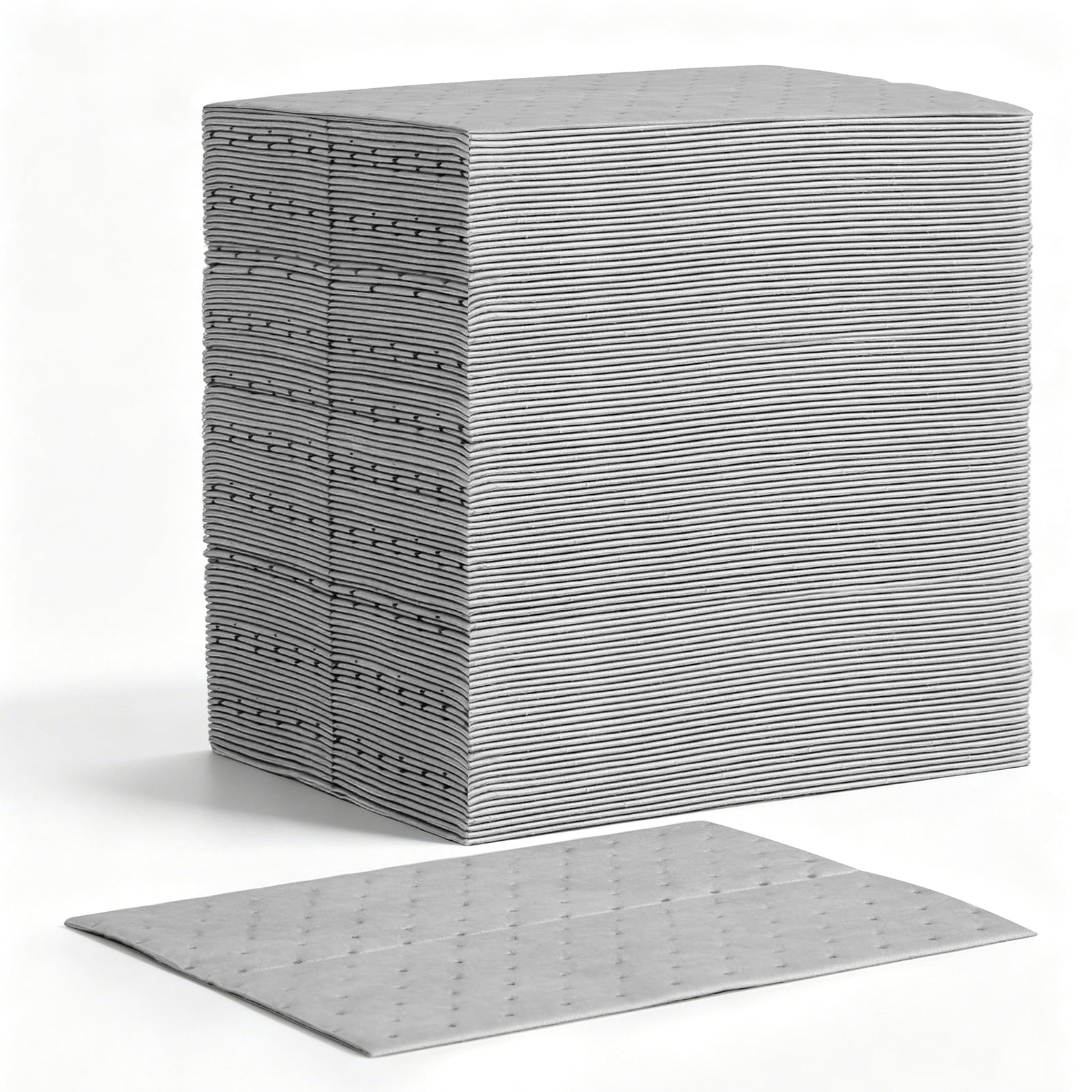 KFFKFF Oil & Water Absorbent Pads, 13" x 10" 100-Pack, Heavy-Duty Spill Control Mats, Suitable for Gasoline, Engine Oil, Water, and Coolant, Durable PP Pads for Garage, Workshop, and Factory