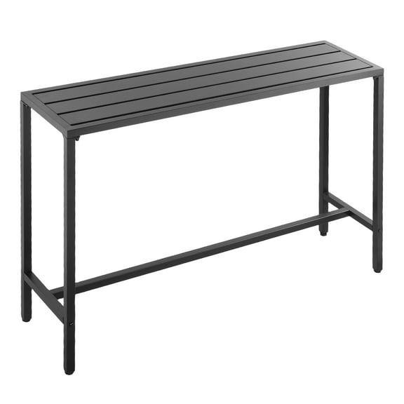 KFFKFF Outdoor Bar Table, 55 x 15 in Patio Table with Durable Top & Stable Metal Frame, Rectangular Counter Height Dining Table for Balcony, Yard, Hot Tub, Poolside, or Indoor Spaces