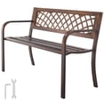 thumbnail image 1 of KFFKFF Outdoor Bench, 46-inch, Durable Carbon Steel Frame with PVC Mesh Backrest and Rounded Armrests, Weather-Resistant Seating for Patio, Garden, Park, Yard, Porch, Antique Bronze Finish, 1 of 9