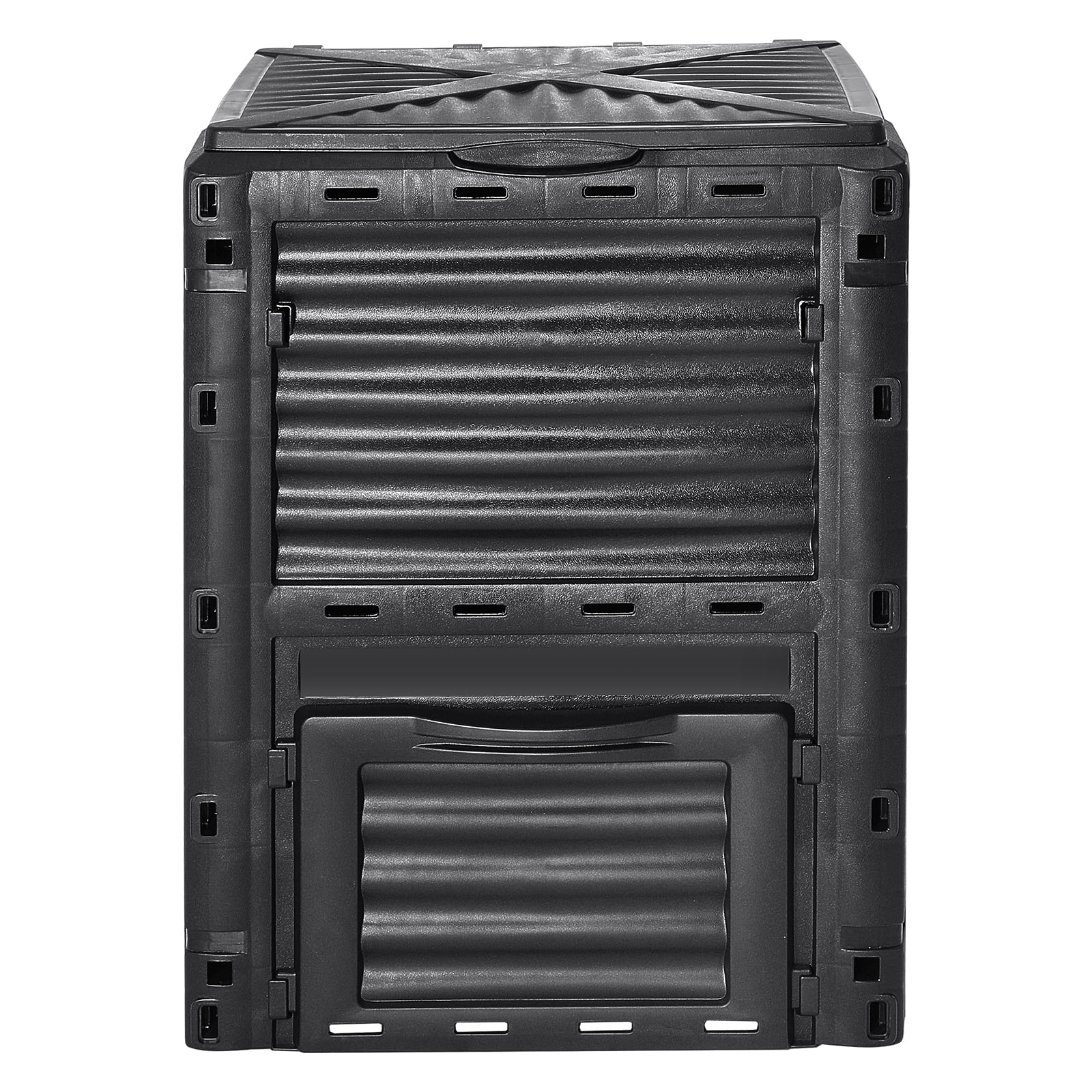 KFFKFF Outdoor Compost Container 80 Gal, Composter Free from BPA, Spacious Garden Composting Bin with Upper Cover and Lower Gate, Simple Assembly, Lightweight, Rapid Soil Fertility Enhancement