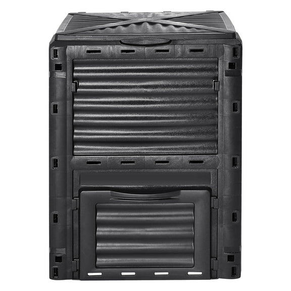KFFKFF Outdoor Compost Container 80 Gal, Composter Free from BPA, Spacious Garden Composting Bin with Upper Cover and Lower Gate, Simple Assembly, Lightweight, Rapid Soil Fertility Enhancement