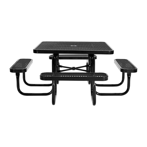 KFFKFF Outdoor Dining Set, Patio Furniture with Weatherproof Finish, Robust Coated Steel Construction with Space for Umbrella, 45.7 inch Square Table and Seating, Ideal for Garden, Patio, Balcony