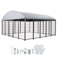 thumbnail image 1 of KFFKFF Outdoor Dog Kennel, 9.8 x 9.8 x 5.4 ft Spacious Pet Enclosure with Secure Lock, Durable Dog Cage with UV-Resistant and Waterproof Roof Cover, Sturdy Outdoor Run for Large Pets, 1 of 9