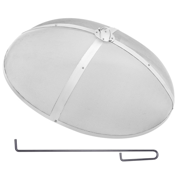 KFFKFF Outdoor Fire Pit Safety Screen, 30" Diameter, Enhanced Durable Steel Construction, Patio Firepit Cover, Convenient Lift-Top Design,Round Screen Protector with Ring Handle for Garden Fireplaces