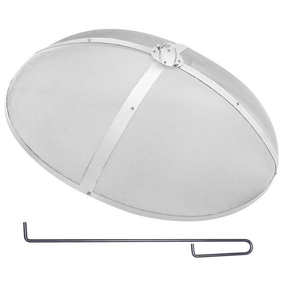 KFFKFF Outdoor Fire Pit Safety Screen, 30" Diameter, Enhanced Durable Steel Construction, Patio Firepit Cover, Convenient Lift-Top Design,Round Screen Protector with Ring Handle for Garden Fireplaces