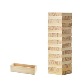 KFFKFF Outdoor Game Giant Tumble Tower, Set of 54 Pine Wood Stacking Blocks, Comes with Storage Box, Versatile Wooden Block Stacking Game, Family-Friendly Game for Inside/Outside