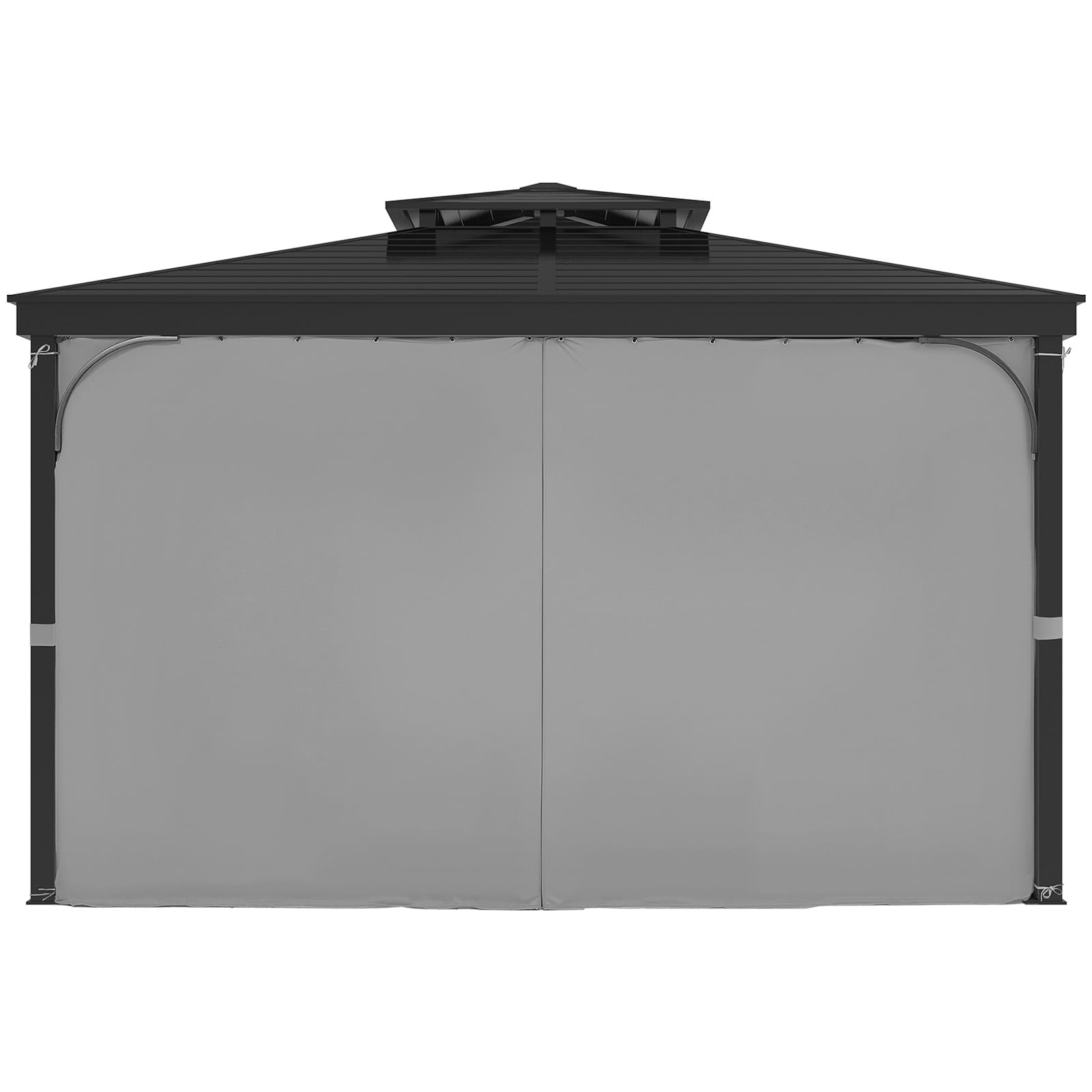 KFFKFF Outdoor Gazebo Privacy Curtains, 12' x 10' x 6.7', 4-Panel Sidewalls with Zippers, Replacement Curtains for Patio Canopy, Gray (Curtains Only)