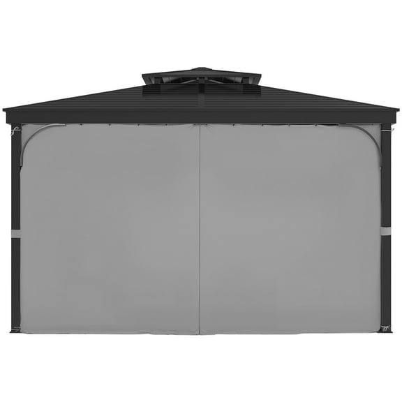 KFFKFF Outdoor Gazebo Privacy Curtains, 12' x 10' x 6.7', 4-Panel Sidewalls with Zippers, Replacement Curtains for Patio Canopy, Gray (Curtains Only)