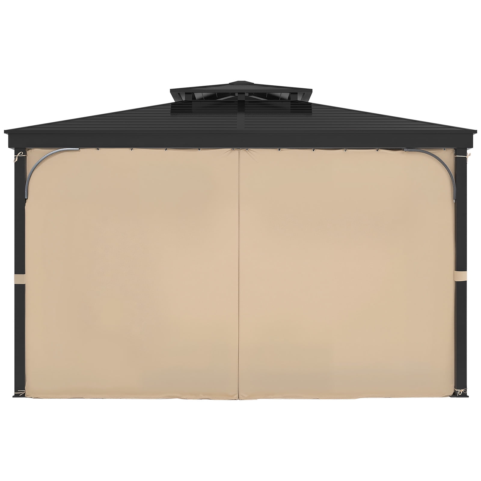 KFFKFF Outdoor Gazebo Privacy Curtains, 12' x 10' x 7', 4-Panel Sidewalls with Zippers Khaki