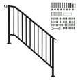 thumbnail image 1 of KFFKFF Outdoor Handrails for 5 Steps, Carbon Steel Stair Rail Kit with Installation Accessories, Transitional Railings for Concrete Steps, Porch, Deck, and Seniors, Black Arch Design, 1 of 9