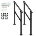 thumbnail image 1 of KFFKFF Outdoor Handrails, Pair for 2-3 Steps, Durable Carbon Steel, Includes Setup Kit, Ideal for Elderly, Fits Concrete & Deck, Black Square Design, 1 of 9