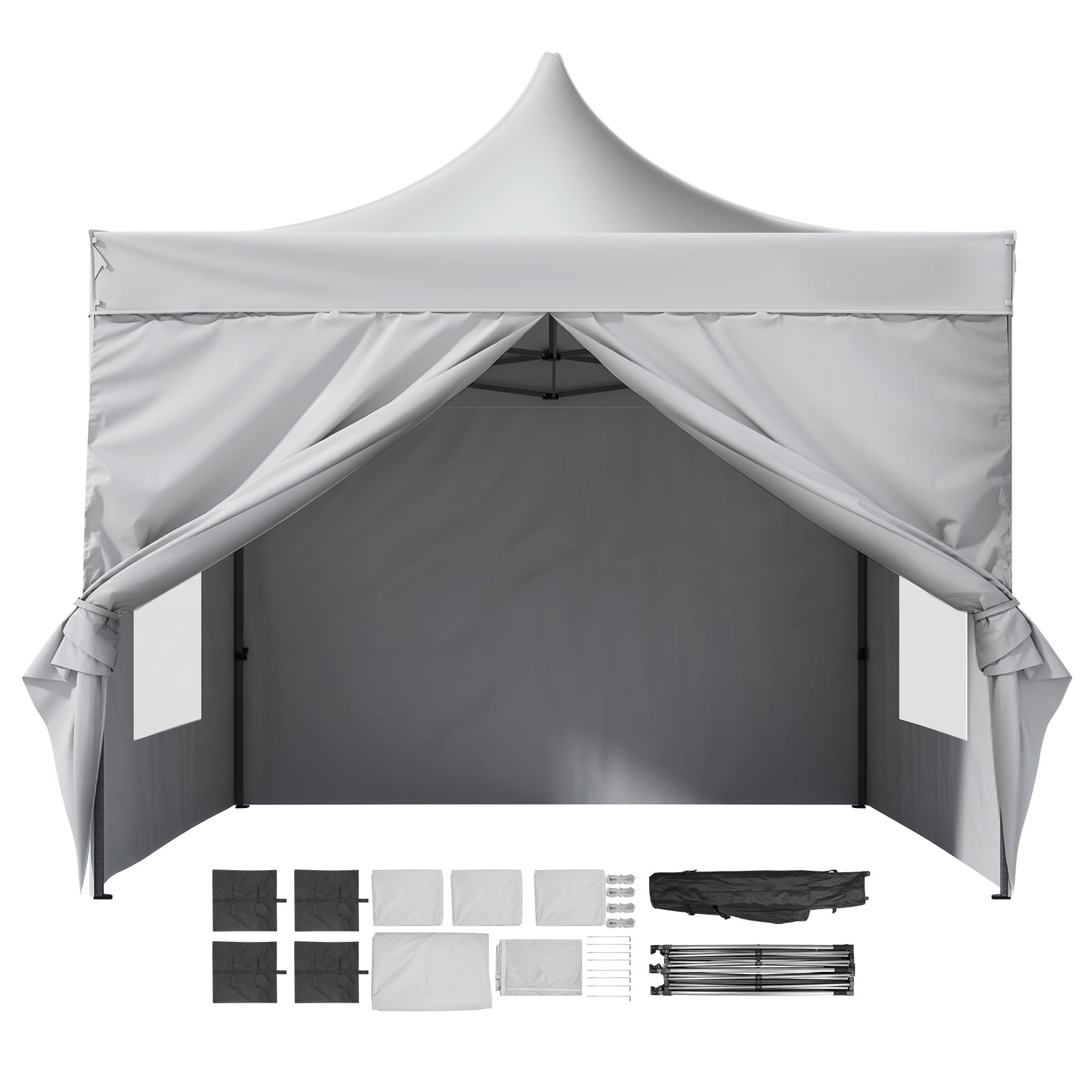 White 10x10ft Pop-Up Canopy Tent with Sidewalls and Bag