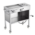 thumbnail image 1 of KFFKFF Outdoor Propane Griddle with 2 Burners (11,600 BTU Each), Stainless Steel Gas Griddle Cart Featuring 4 Lockable Wheels, 1/3 Food Pan, Side Handle for Easy Handling, 1 of 9