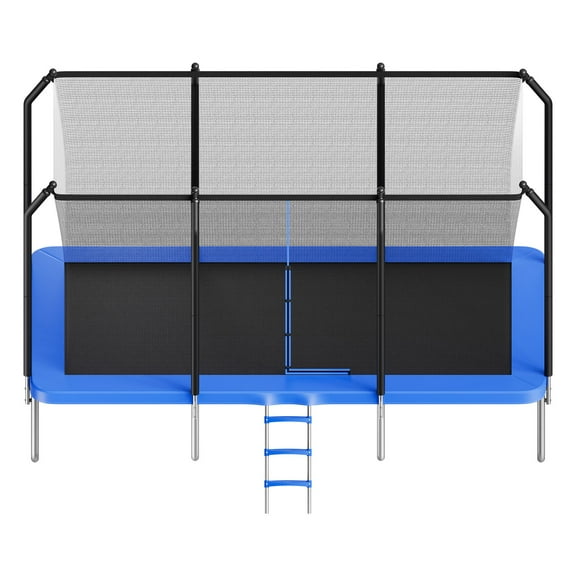 KFFKFF Outdoor Rectangle Trampoline, 8 x 14FT Recreational Trampoline with Safety Enclosure Net, ASTM Certified, 265 lbs Weight Limit, Durable Anti-Rust Design for Kids and Adults