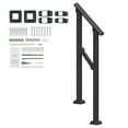 thumbnail image 1 of KFFKFF Outdoor Step Handrails, Kit for 1-2 Step Stair, Carbon Steel Transitional Railings with Assembly Kit,Hand Rails Suited for Elderly,Applicable to Concrete Steps,Porch and Deck,Black Square Tube, 1 of 9