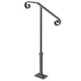 thumbnail image 1 of KFFKFF Outdoor Step Handrails, Suitable for 1-2 Steps, Single Post Iron Railing, Grey, Ideal for Concrete or Wood Stairs, Includes Base, 1 of 9