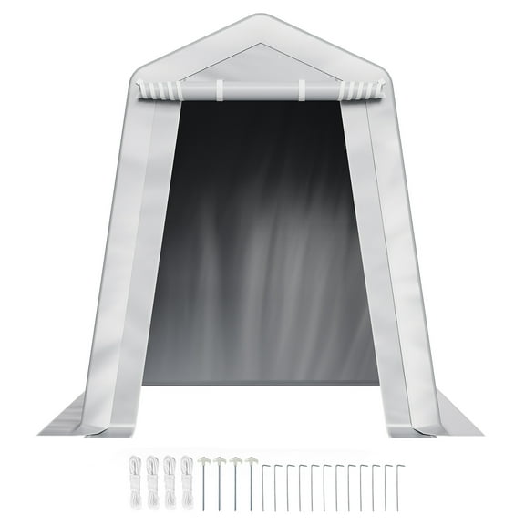 KFFKFF Outdoor Storage Shed, 6 x 6 ft Portable Tent with Roll-up Door & Vents, Weather-Resistant Canopy Shelter, Durable Frame, Patio Garage for Motorcycle, Lawn Mower, Bike, Grey