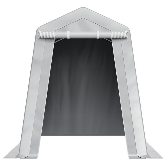 KFFKFF Outdoor Storage Shed, 6 x 8 ft Portable Tent with Roll-up Door & Vents, Waterproof Canopy Shelter, Durable Frame, Patio Garage for Motorcycle, Lawn Mower, Bike, Grey