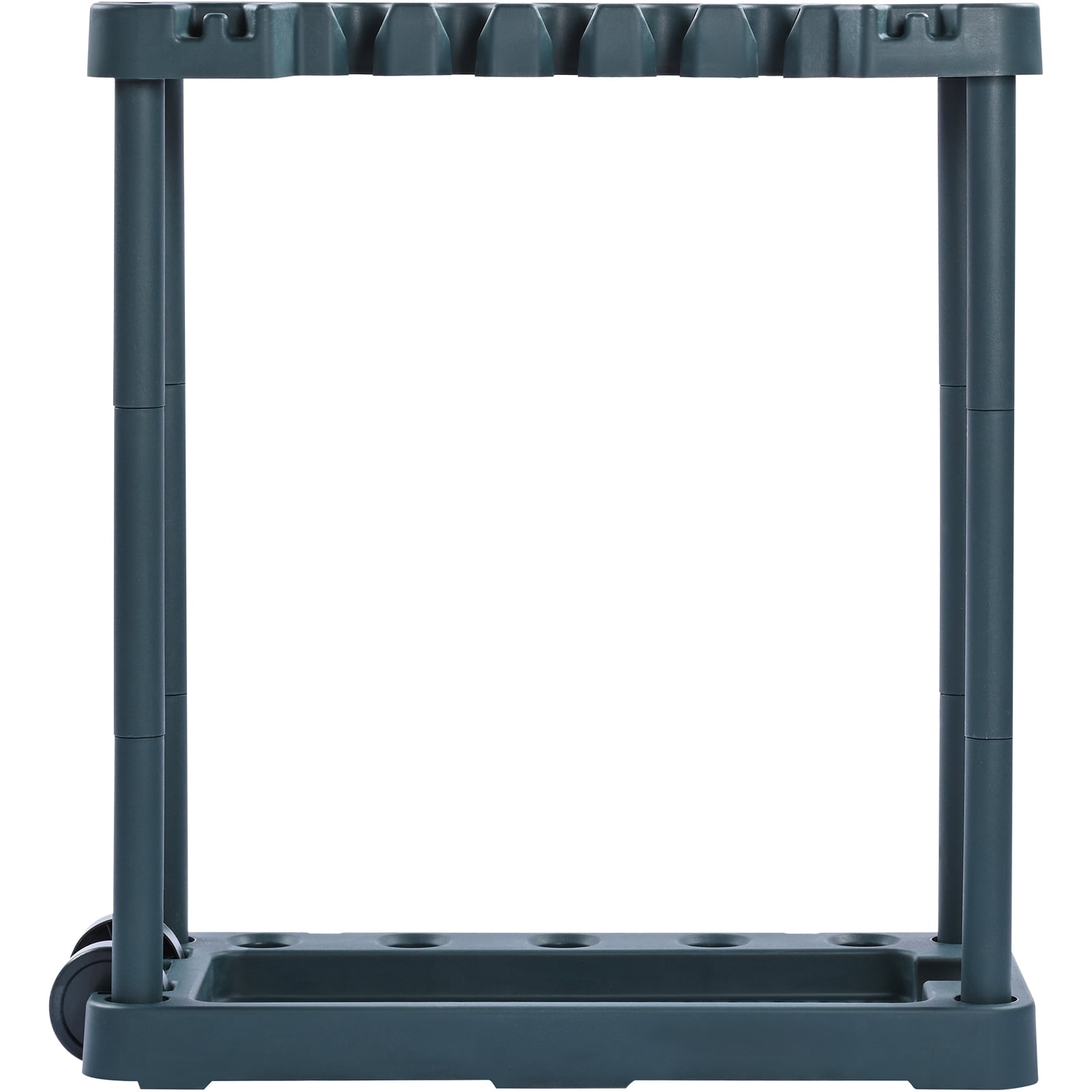 KFFKFF Outdoor Tool Storage, 10 Compartments, Tower Rack for Garage Arrangement and Safekeeping, Accommodates Long-Handled Implement/Rake/Broom/Shovel, PP Outdoor Tool Stand Organizer for Yard, Shed